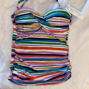 Anne Cole Blue  Painted Sky Stripe Twist-Front Tankini Top
